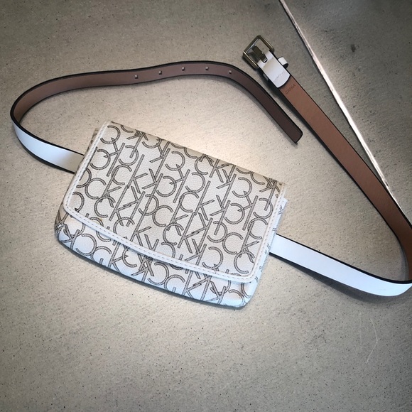 Calvin Klein Handbags - CALVIN KLEIN cream/brown belted bag/ fanny pack